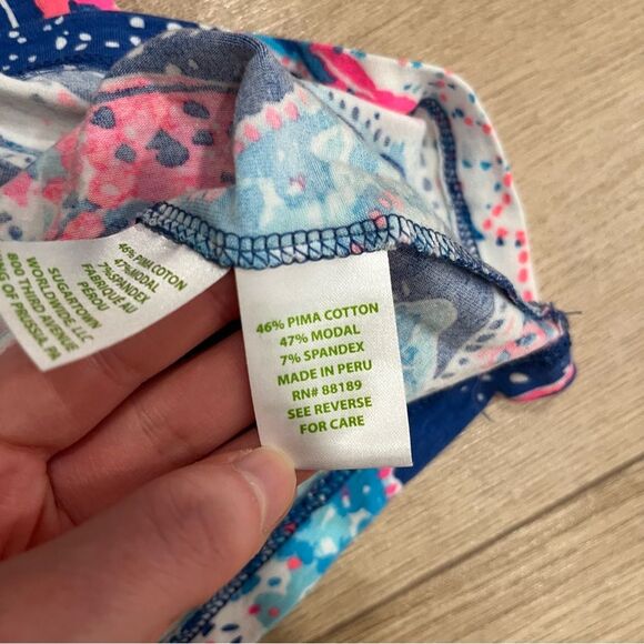 Lilly Pulitzer Dori Tee Blue Pink Starfish Scoop Neck Pima Cotton Size XXS - Picture 3 of 5